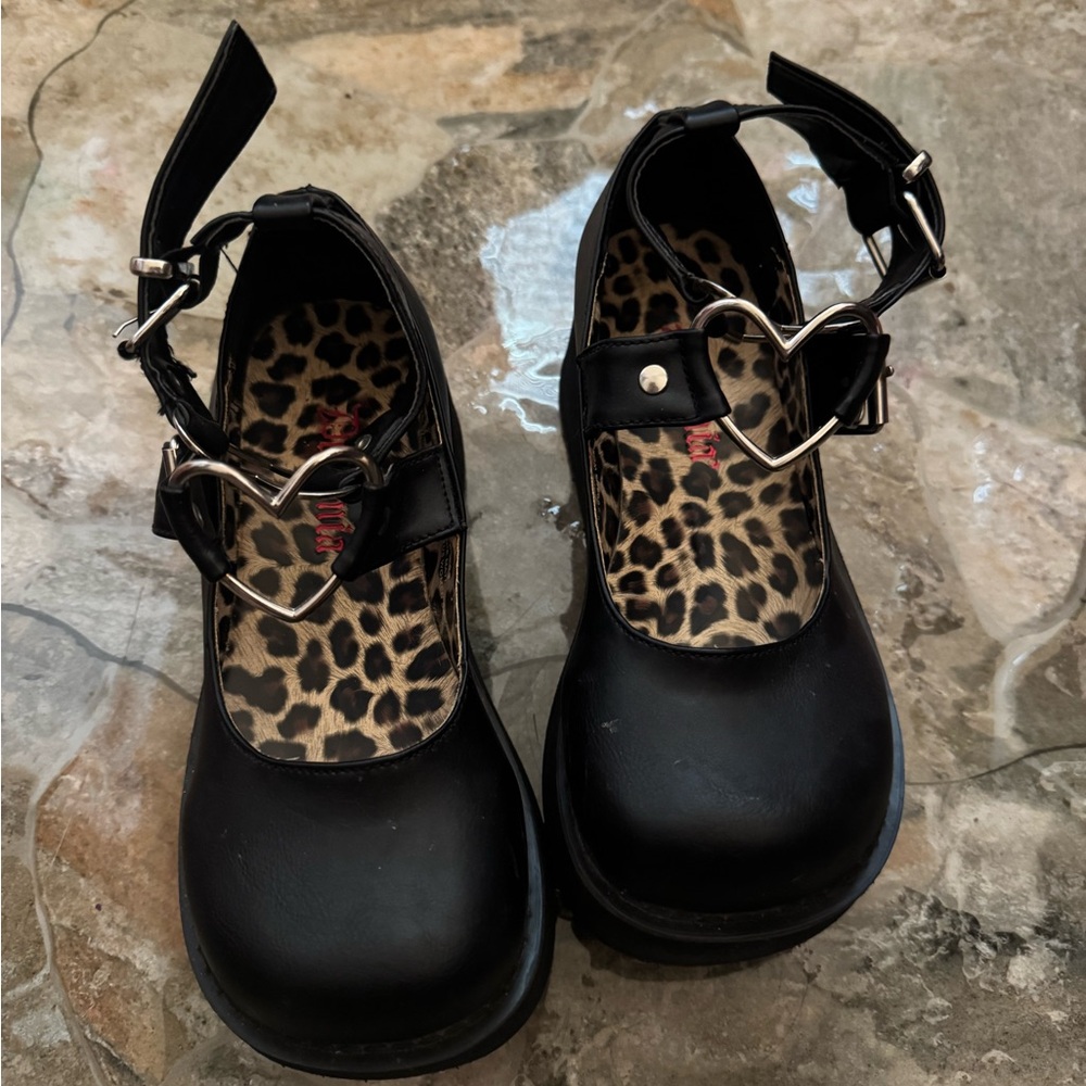 Black Heart Mary Jane Platforms
